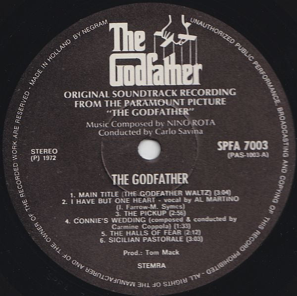 Nino Rota : The Godfather (Original Soundtrack Recording) (LP, Album, Gat)