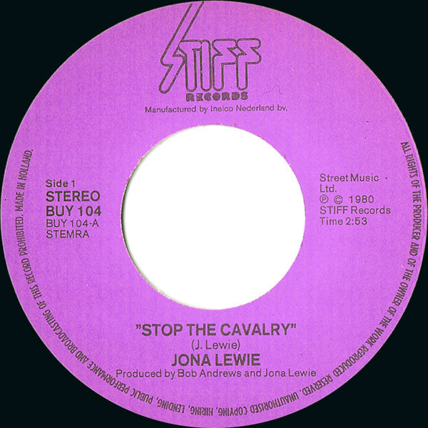Jona Lewie : Stop The Cavalry (7", Single)