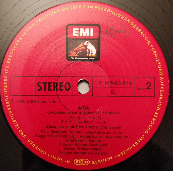 Giuseppe Verdi, Mirella Freni, José Carreras, Agnes Baltsa, Piero Cappuccilli, Ruggero Raimondi, José van Dam, Katia Ricciarelli, Thomas Moser, Wiener Staatsopernchor, Wiener Philharmoniker, Herbert Von Karajan : Aida (3xLP + Box)
