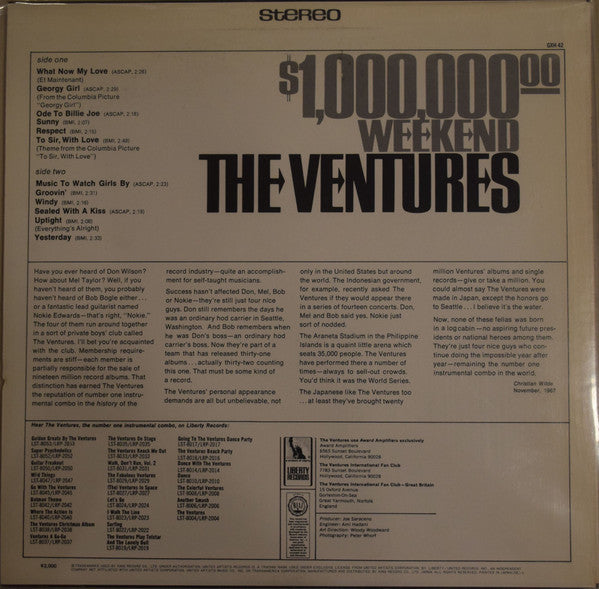 The Ventures : $1,000,000.00 Weekend (LP, Album, RE)