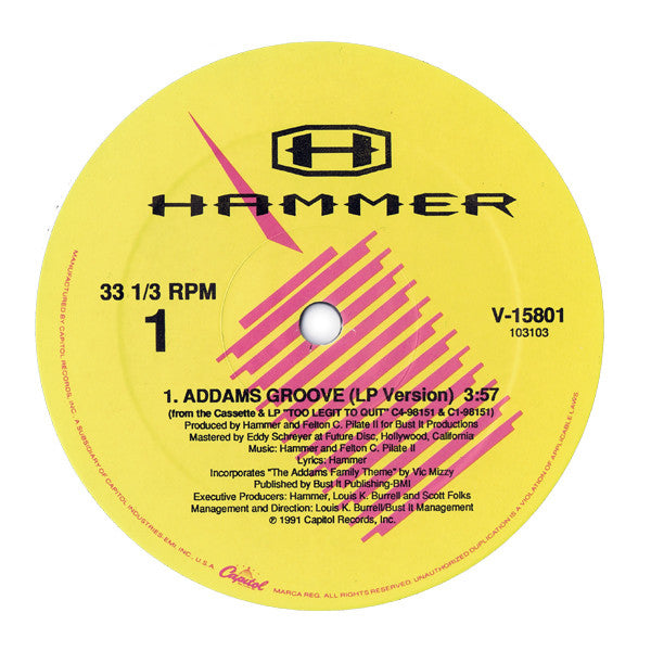 Hammer* : Addams Groove (12", Single, Spe)
