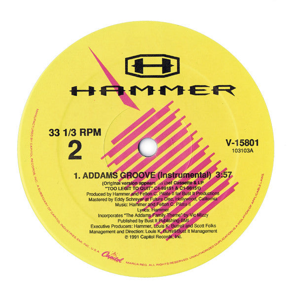 Hammer* : Addams Groove (12", Single, Spe)