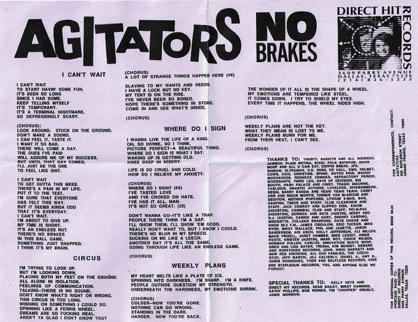 Agitators : No Brakes (7")