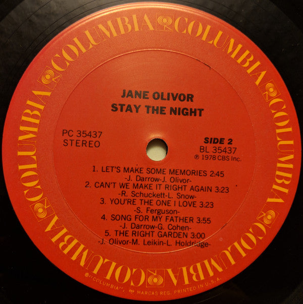 Jane Olivor : Stay The Night (LP, Album, RE)