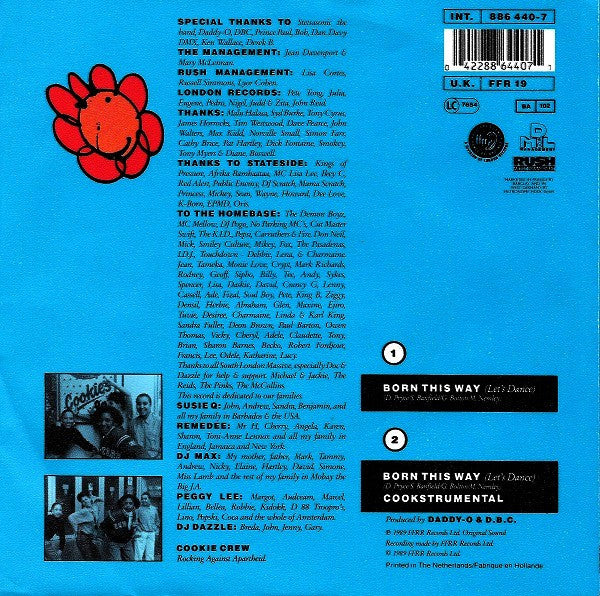 The Cookie Crew : Born This Way (Let's Dance) (7", Single, Bla)