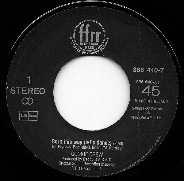The Cookie Crew : Born This Way (Let's Dance) (7", Single, Bla)