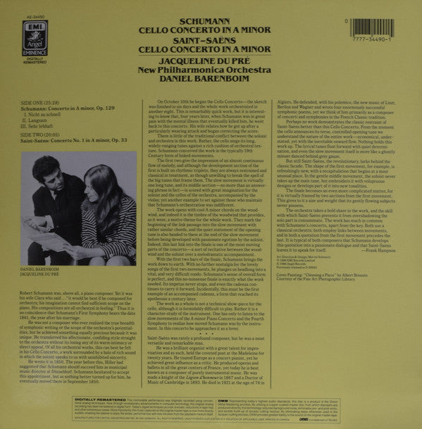 Jacqueline Du Pré, Daniel Barenboim : Schumann Cello Concerto-Saint-Säens Cello Concerto (LP, Album, RM)