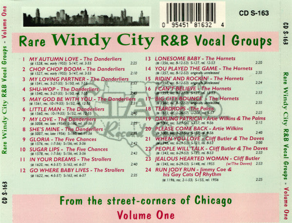 Various : Rare Windy City R&B Vocal Groups From The Street-Corners Of Chicago Volume One (CD, Comp, Unofficial)