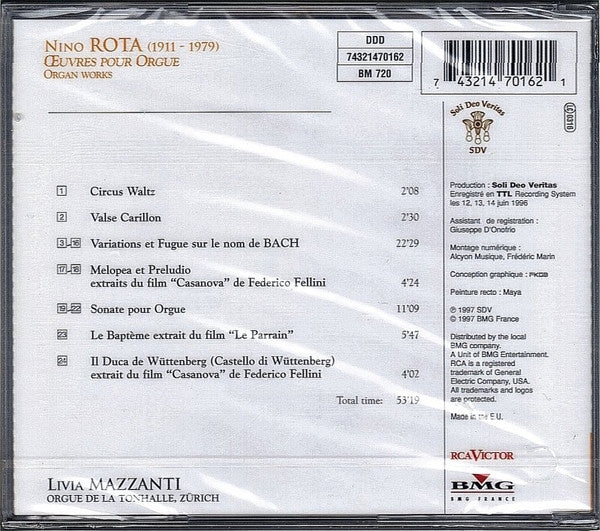 Nino Rota, Livia Mazzanti : Œuvres Pour Orgue / Organ Works (CD, Comp)
