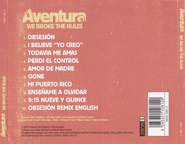 Aventura : We Broke The Rules (CD, Album)