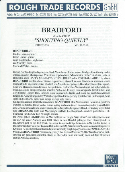 Bradford : Shouting Quietly (LP, Album)