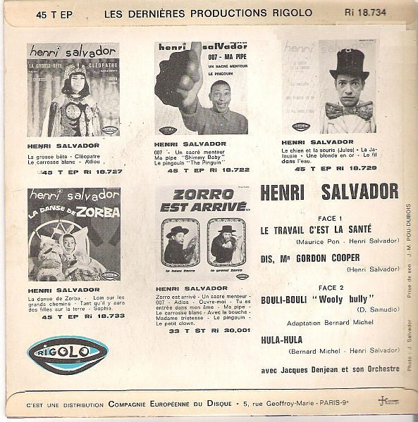 Henri Salvador : Le Travail C'est La Santé (7", EP)