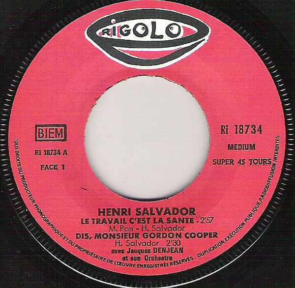 Henri Salvador : Le Travail C'est La Santé (7", EP)