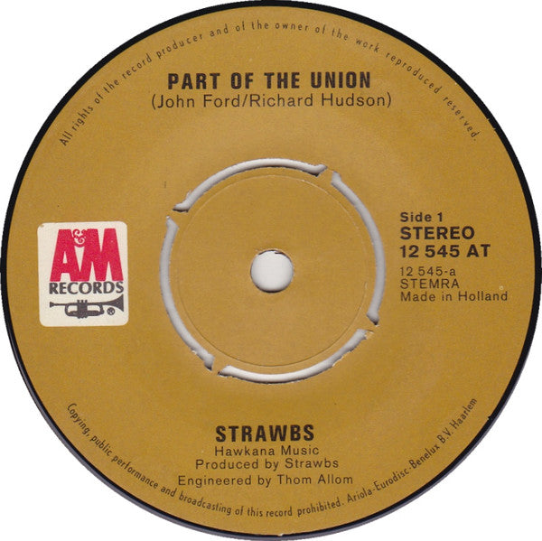 Strawbs : Part Of The Union (7", Single)