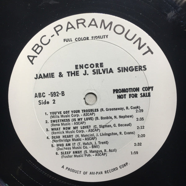 Jamie & The J. Silvia Singers : Encore (LP, Mono, Promo)