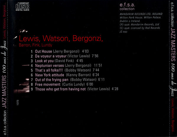 Victor Lewis, Bobby Watson (2), Jerry Bergonzi, Kenny Barron, David Finck, Curtis Lundy : Jazz Masters (100 Ans De Jazz) (CD, Album, RE)