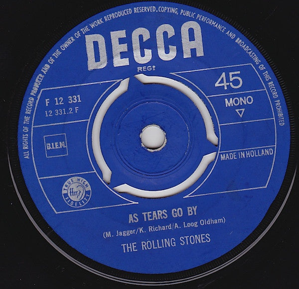 The Rolling Stones : 19th Nervous Breakdown / As Tears Go By (7", Single, Mono)