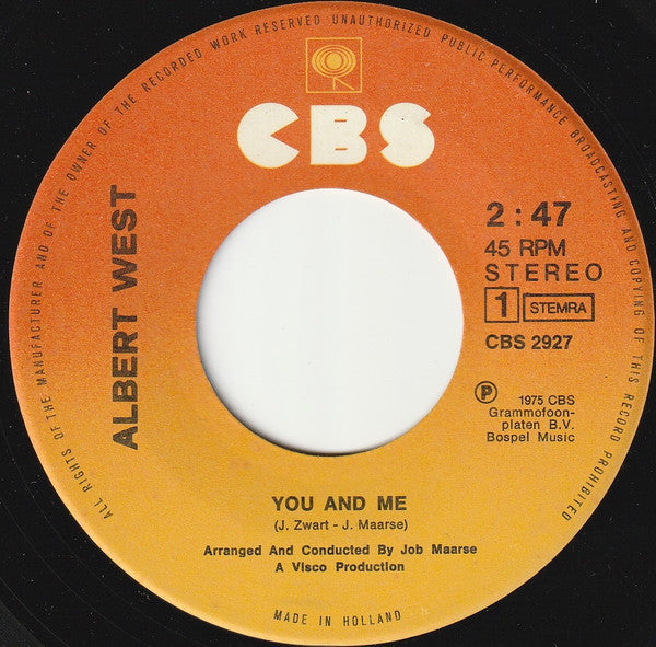 Albert West : You And Me (7", Single)