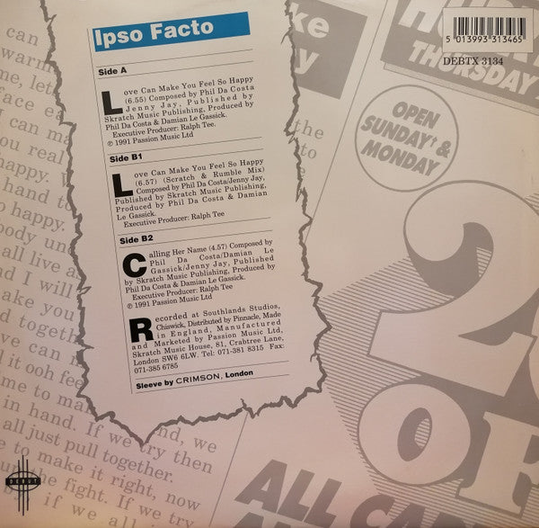 Ipso Facto : Love Can Make You Feel So Happy (12")