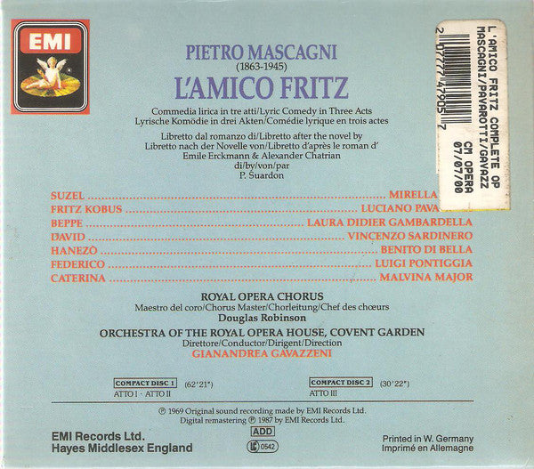 Mascagni* - Luciano Pavarotti · Mirella Freni · Vincenzo Sardinero* · Royal Opera Chorus* · Orchestra Of The Opera House, Covent Garden* · Gianandrea Gavazzeni : L'Amico Fritz (2xCD, Album, RE, RM + Box, Sli)