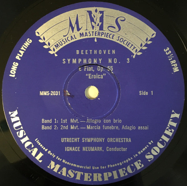 Ludwig van Beethoven - Utrechts Stedelijk Orkest, Ignace Neumark : Symphonie Nr. 3 Es-Dur Op. 55 „Eroica“ (LP, Mono)