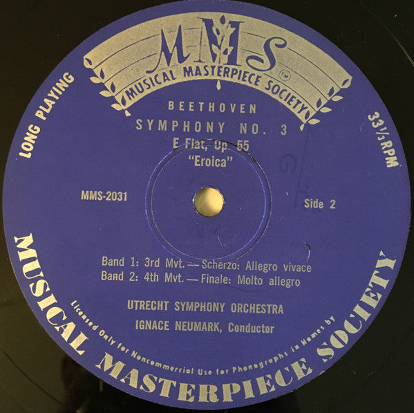 Ludwig van Beethoven - Utrechts Stedelijk Orkest, Ignace Neumark : Symphonie Nr. 3 Es-Dur Op. 55 „Eroica“ (LP, Mono)