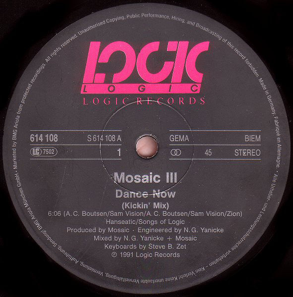 Mosaic Feat. Zyon : Dance Now (12")