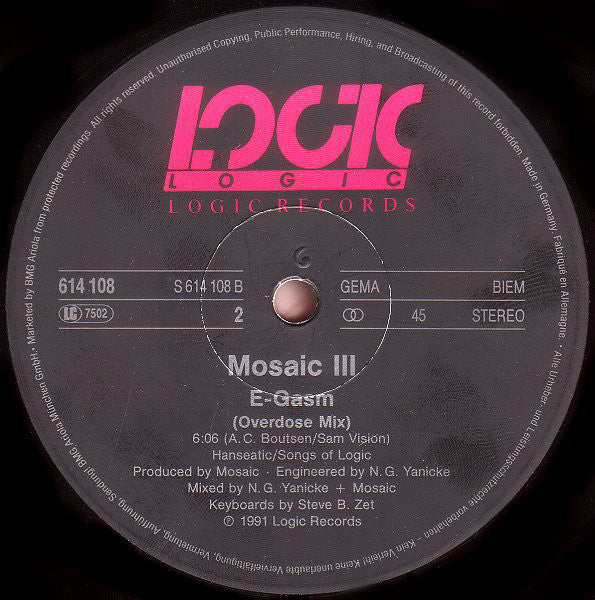 Mosaic Feat. Zyon : Dance Now (12")