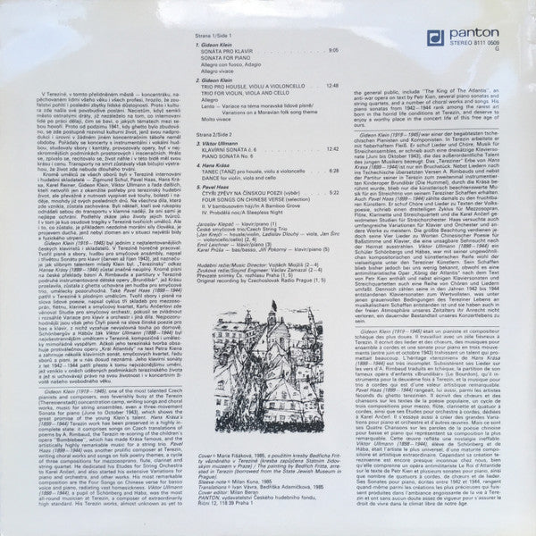 Pavel Haas / Gideon Klein / Hans Krása / Viktor Ullmann : Hubda Psaná V Terezíné - Music Written At Terezín (LP)