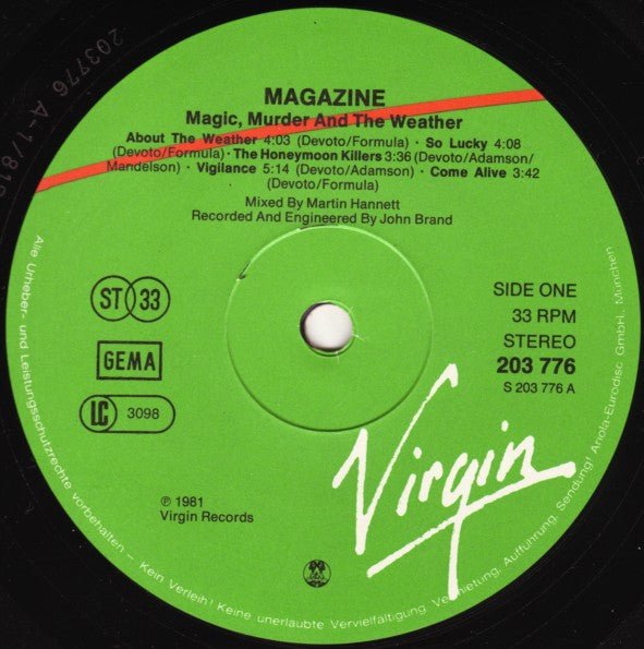 Magazine : Magic, Murder And The Weather (LP, Album)