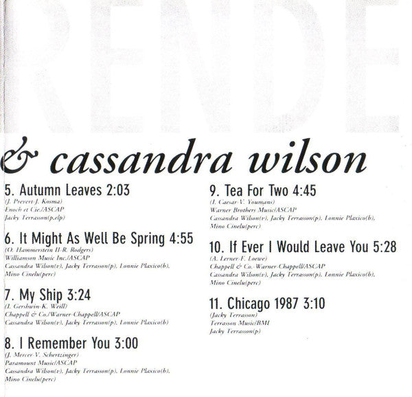 Jacky Terrasson & Cassandra Wilson : Rendezvous (CD, Album, RP, Med)