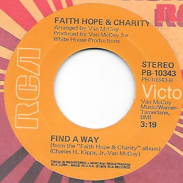 Faith, Hope & Charity : To Each His Own / Find A Way (7")
