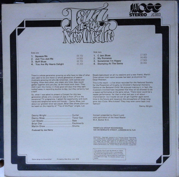 Denny Wright, Danny Moss, Len Skeat, Brian Dee, Martin Drew : Jazz At The New Theatre (LP, Album)