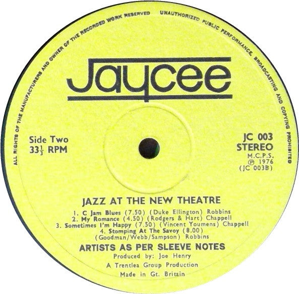 Denny Wright, Danny Moss, Len Skeat, Brian Dee, Martin Drew : Jazz At The New Theatre (LP, Album)