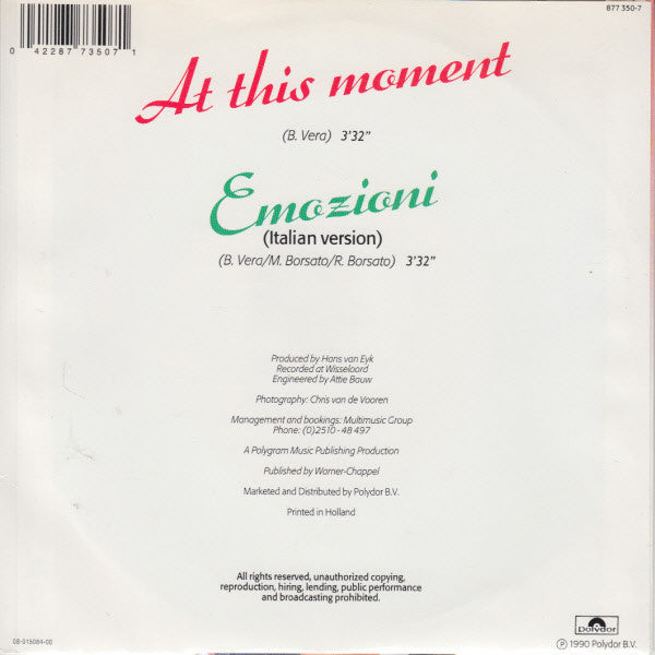 Marco Borsato : At This Moment / Emozione (7", Single)