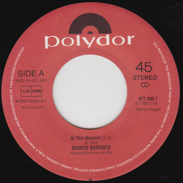 Marco Borsato : At This Moment / Emozione (7", Single)
