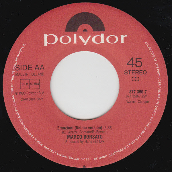 Marco Borsato : At This Moment / Emozione (7", Single)