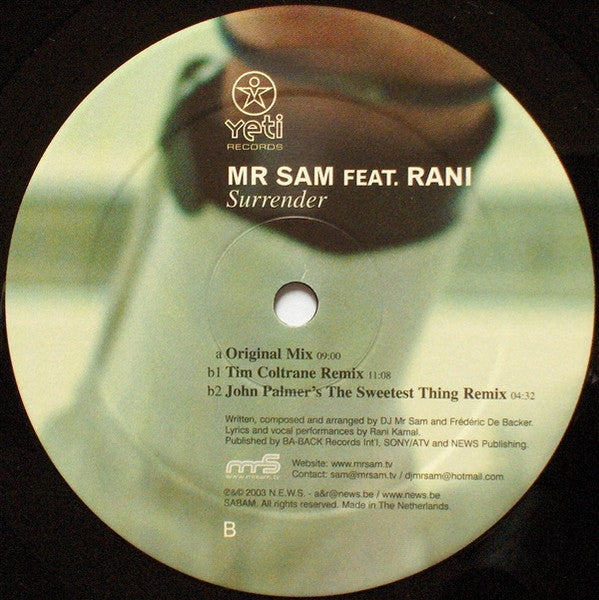 Mr Sam* Feat. Rani : Surrender (12")