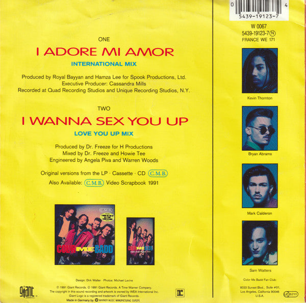 Color Me Badd : I Adore Mi Amor (7", Single, Sol)