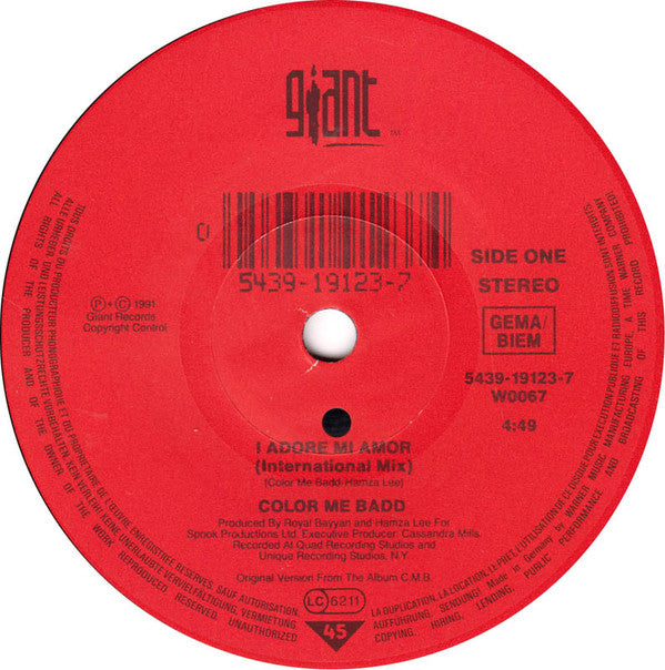 Color Me Badd : I Adore Mi Amor (7", Single, Sol)
