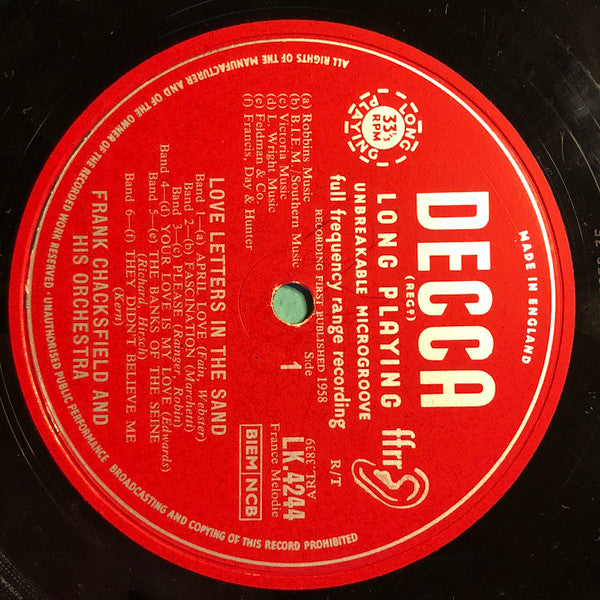 Frank Chacksfield & His Orchestra : Love Letters In The Sand... (LP, Album)