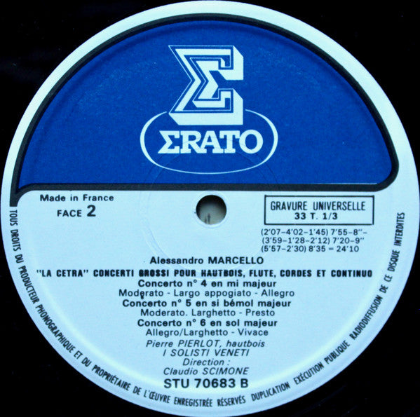 Alessandro Marcello, Pierre Pierlot, I Solisti Veneti, Claudio Scimone : La Cetra - 6 Concerti Grossi (LP)