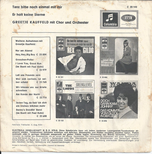 Greetje Kauffeld : Tanz Bitte Noch Einmal Mit Mir / Er Holt Keine Sterne (7", Single)