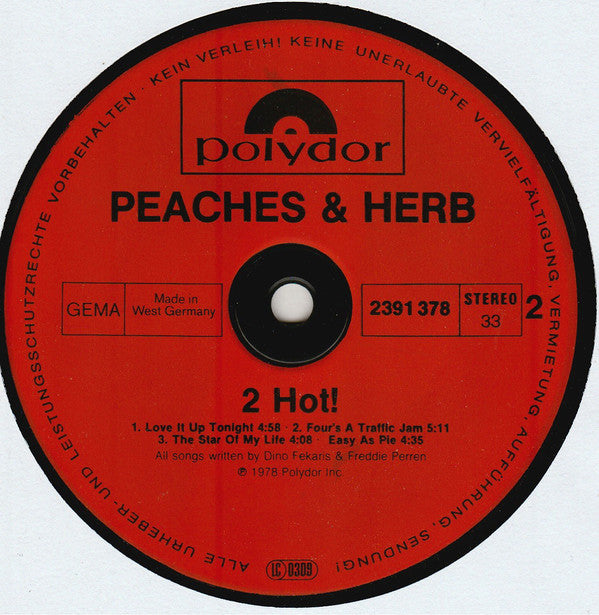Peaches & Herb : 2 Hot! (LP, Album)