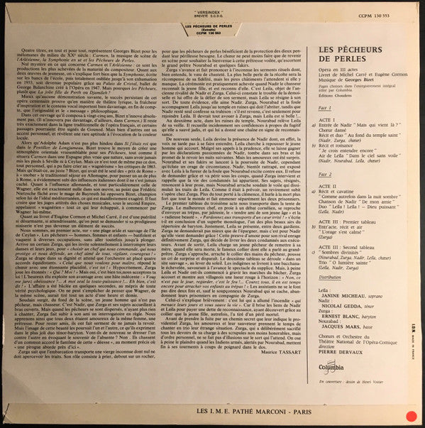 Georges Bizet : Les Pêcheurs De Perles - Pages Choisies De L'Opéra De Bizet (LP)