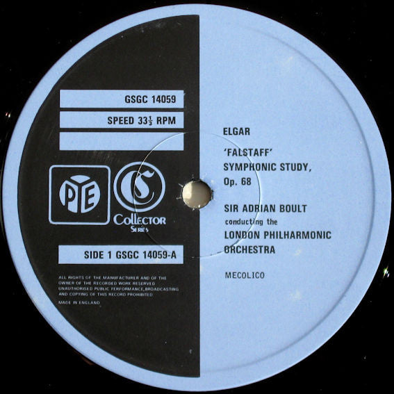 Sir Edward Elgar, Benjamin Britten, Sir Adrian Boult Conducting The London Philharmonic Orchestra : Falstaff (Symphonic Study, Opus 68) / Four Sea Interludes And Passacaglia From Peter Grimes (LP, Album)