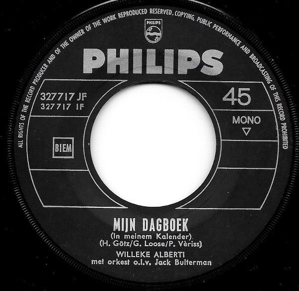 Willeke Alberti : Mijn Dagboek / Die Zomerdag (7", Single, Mono, Bla)