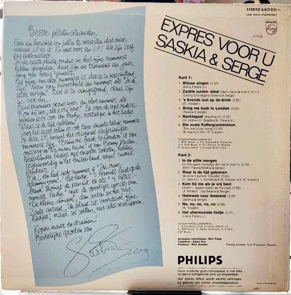 Saskia & Serge : Expres Voor U (LP, Album)