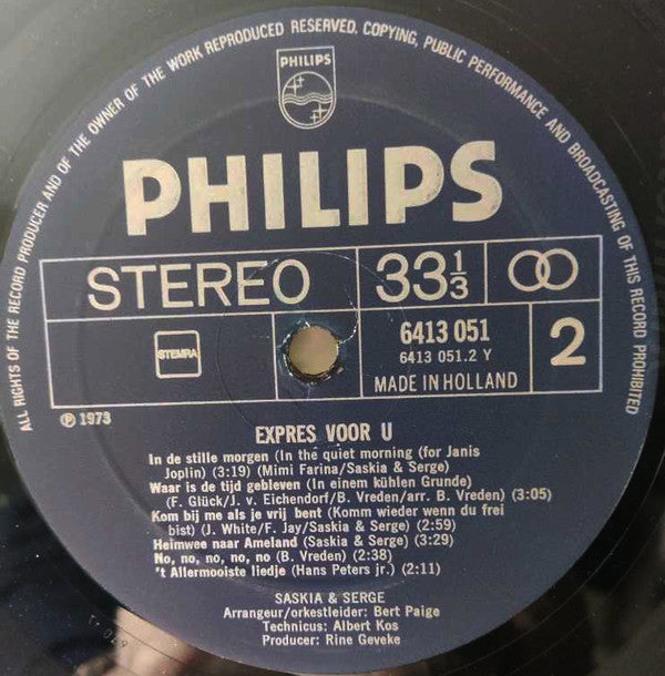 Saskia & Serge : Expres Voor U (LP, Album)