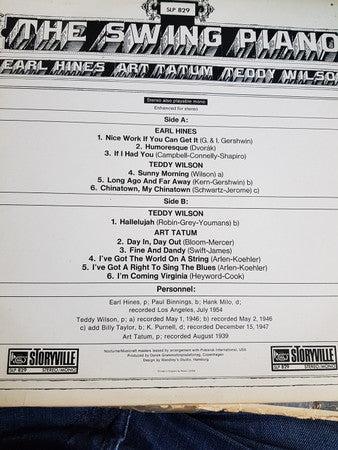 Earl Hines, Art Tatum, Teddy Wilson : The Swing Piano (LP, Comp)